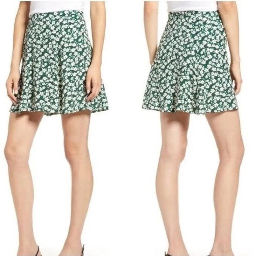 Reformation Flounce Floral Mini Green Mini Skirt Size 4